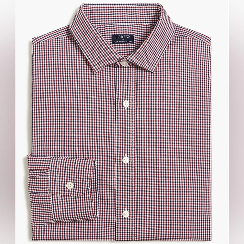 J. CREW size XL Thompson 80s 2 Ply‎ Plaid Wrinkle Free Button Down Dress Shirt